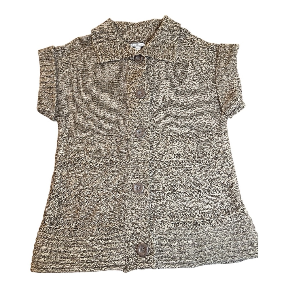 Croft & Barrow Women’s Size L Marled Short Sleeve Button Front Cardigan Sweater